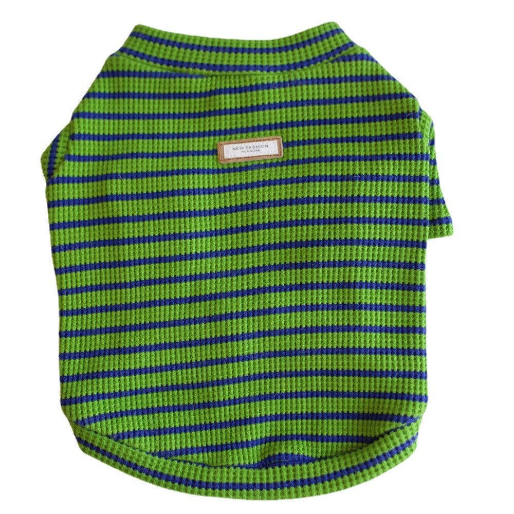 Pet Dog Clothes Waffle Stretch Stripe Undercoat