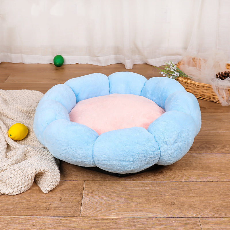 Plus Velvet Round Flower Cat Litter Kennel