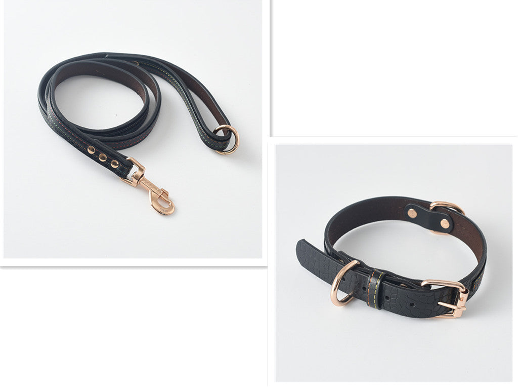 Pet Leather Collar & Leash