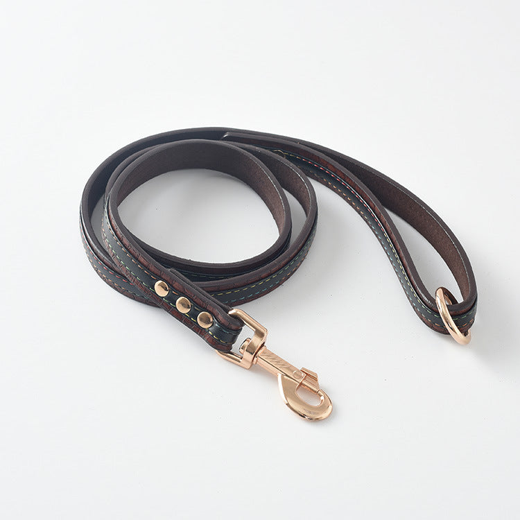 Pet Leather Collar & Leash