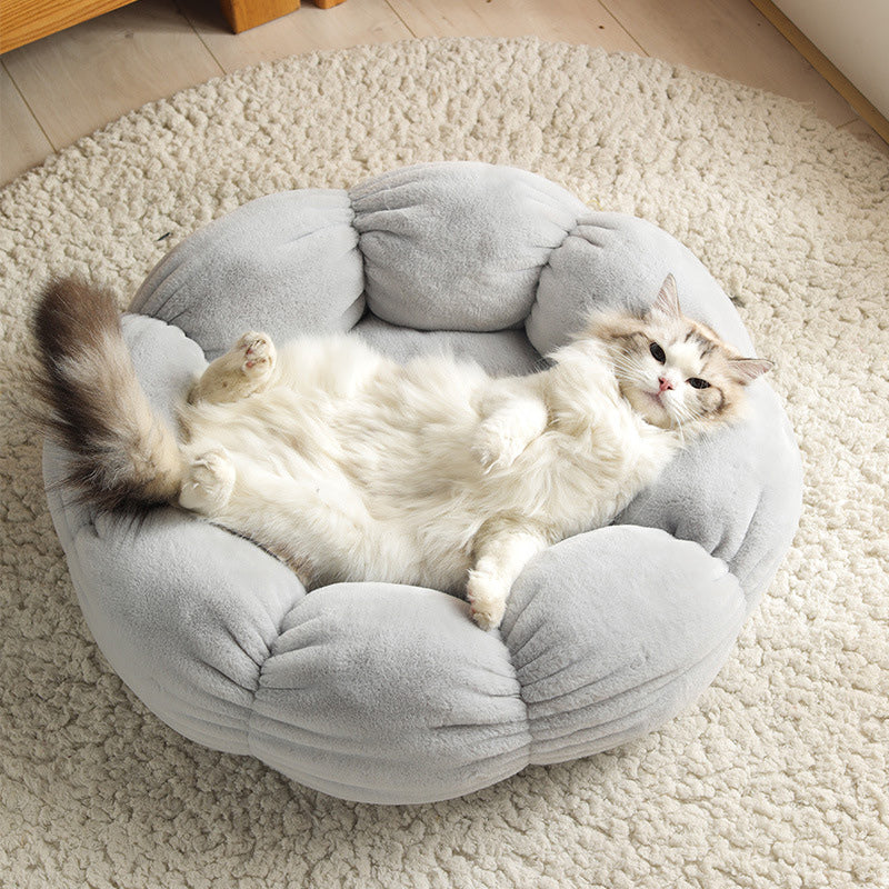 Plus Velvet Round Flower Cat Litter Kennel