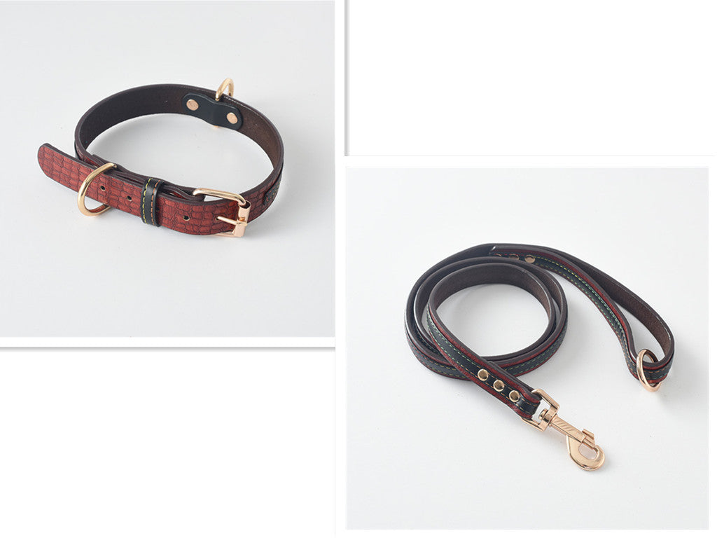 Pet Leather Collar & Leash