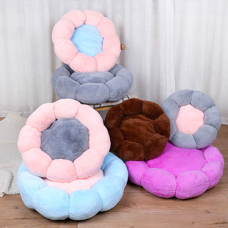 Plus Velvet Round Flower Cat Litter Kennel