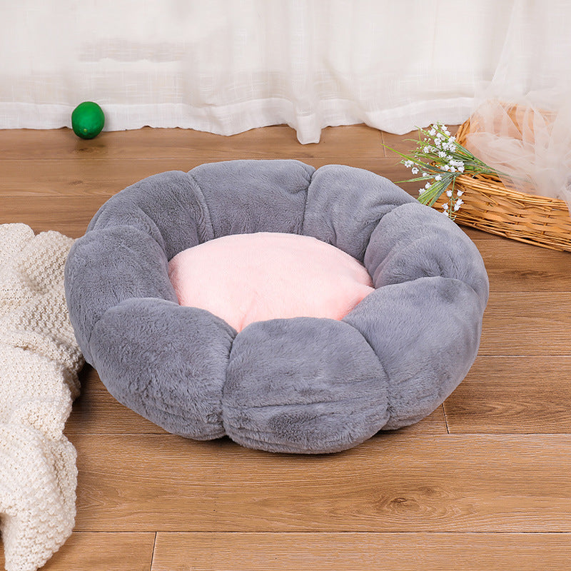 Plus Velvet Round Flower Cat Litter Kennel