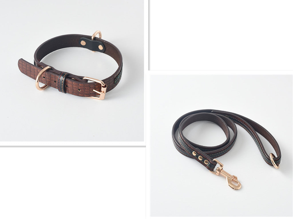 Pet Leather Collar & Leash